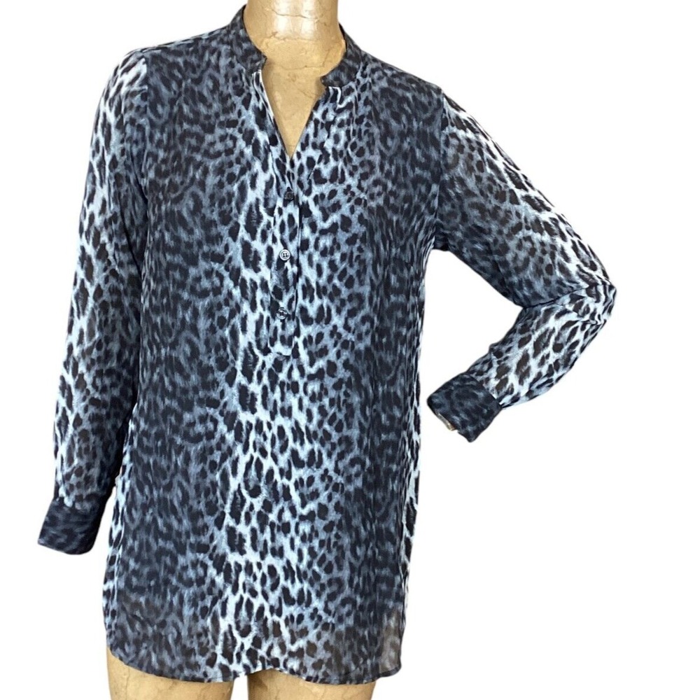 Belle by Kim Gravel Leopard Print V-Neck Tunic Top Sz XS #357D